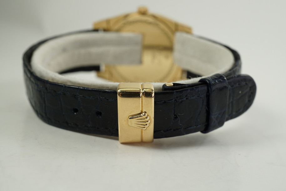 Rolex 6321 Ladies Cellini factory diamonds w/ deployment dates 2001 18k yellow gold pre owned modern for sale houston fabsuisse
