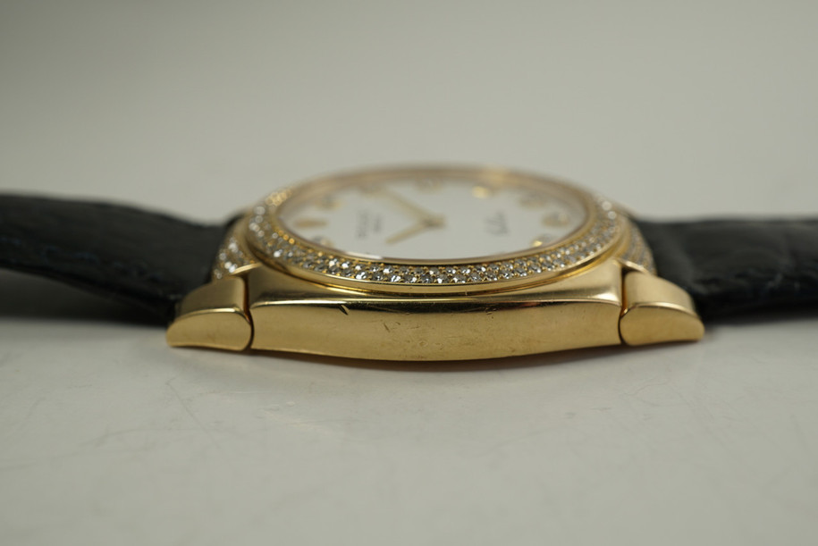 Rolex 6321 Ladies Cellini factory diamonds w/ deployment dates 2001 18k yellow gold pre owned modern for sale houston fabsuisse