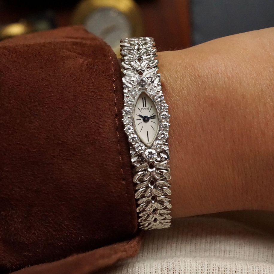 Piaget Diamond Bracelet Watch 18k White Gold Mid-1960s