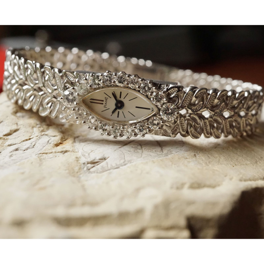 Piaget Diamond Bracelet Watch 18k White Gold Mid-1960s