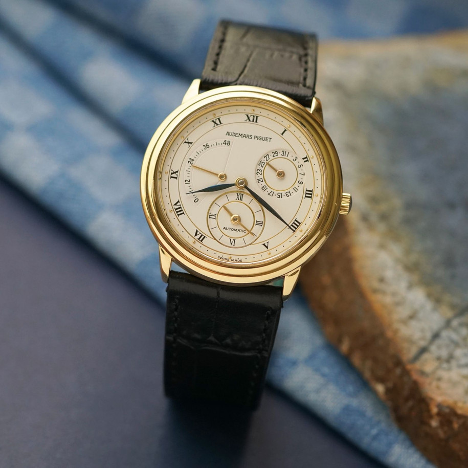 Fabsuisse watch
Fabsuisse vintage 
AP 25685
Audemars Piguet 25685
AP dual time
Audemars Piguet dual time
AP dual time power reserve calendar
Audemars Piguet dual time power reserve calendar
AP 25685 calendar
Audemars Piguet 25685 calendar
AP 18k gold 1980s
Audemars Piguet 18k gold 1980s
AP 1980s gold
Audemars Piguet 1980s gold
AP 1980s complications
Audemars Piguet 1980s complications