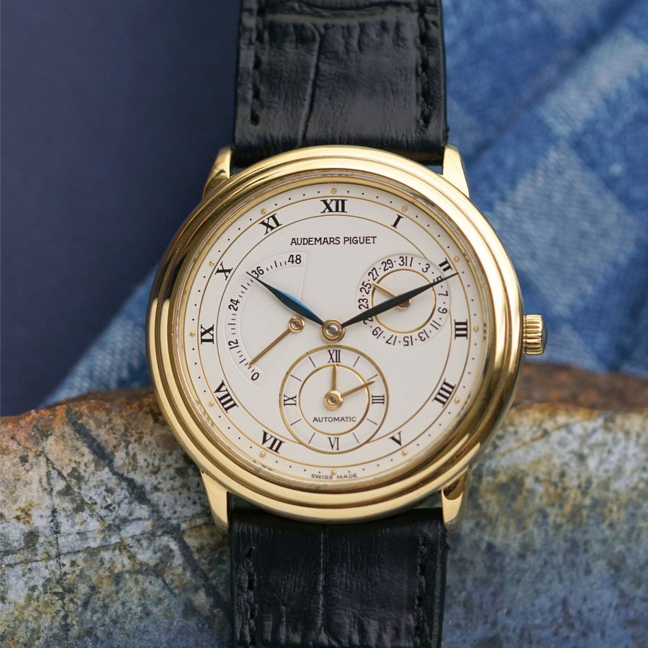 Fabsuisse watch
Fabsuisse vintage 
AP 25685
Audemars Piguet 25685
AP dual time
Audemars Piguet dual time
AP dual time power reserve calendar
Audemars Piguet dual time power reserve calendar
AP 25685 calendar
Audemars Piguet 25685 calendar
AP 18k gold 1980s
Audemars Piguet 18k gold 1980s
AP 1980s gold
Audemars Piguet 1980s gold
AP 1980s complications
Audemars Piguet 1980s complications