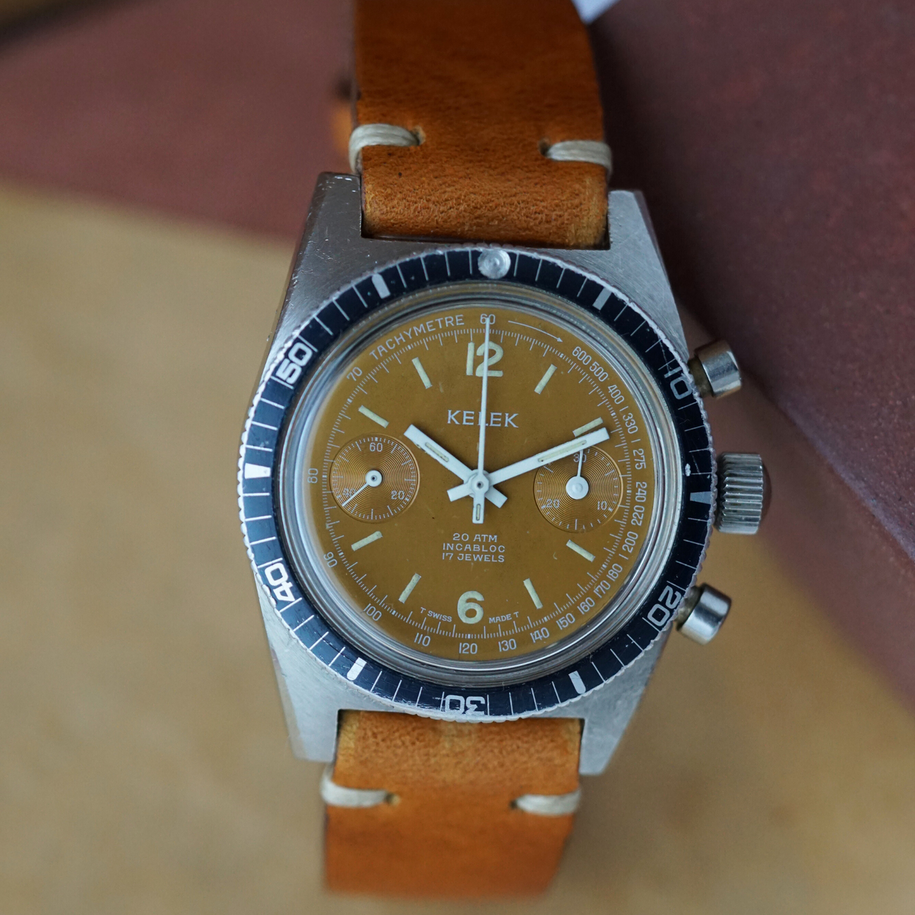 Fabsuisse watch
Fabsuisse vintage watch
Kelek vintage divers chronograph
Kelek vintage mocha tropical dial
Kelek tropical steel chronograph
Kelek vintage steel chronograph 
Kelek 1960s chronograph 
Kelek 1950s chronograph