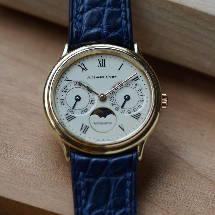 fabsuisse vintage
Fabsuisse watch
Audemars triple calendar 18k yellow gold
AP triple calendar 18k yellow gold 
Audemars 25589BA watch
AP 25589BA watch
Audemars Piguet Ref. 25589BA Triple Calendar Moonphase 18k Yellow Gold Automatic 1980s
AP Ref. 25589BA Triple Calendar Moonphase 18k Yellow Gold Automatic 1980-1986
AP men watch
Audemars men watch