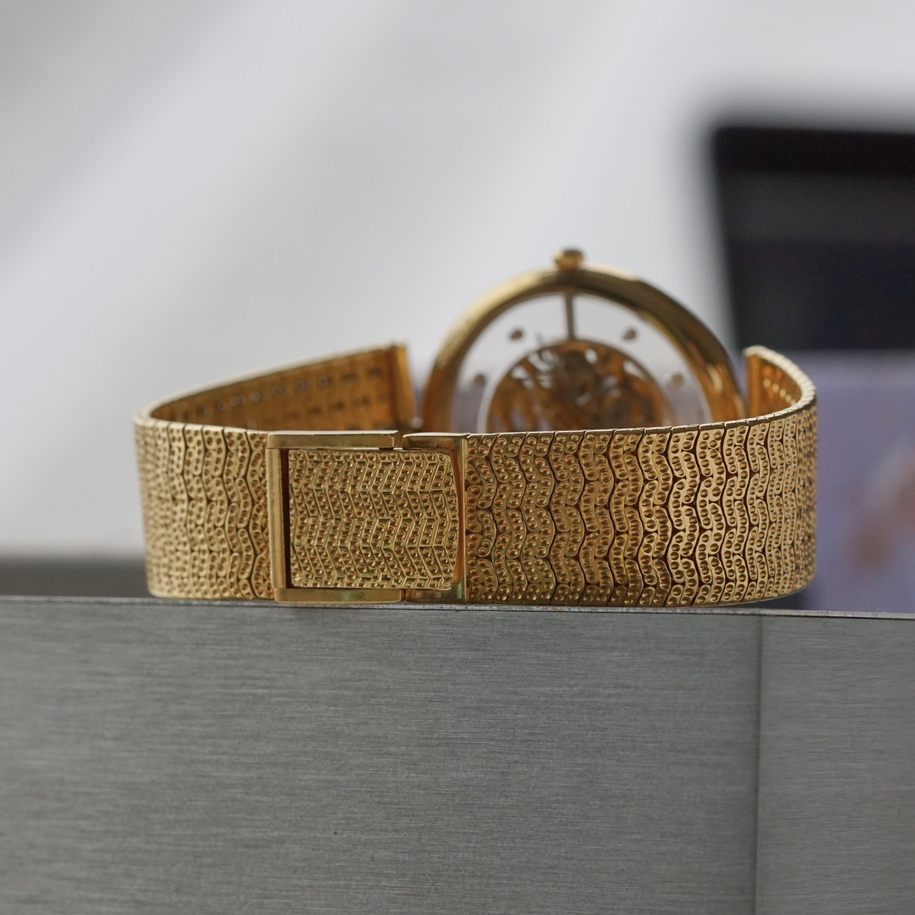 Gerald Genta Skeleton Diamond 18k Yellow Gold Bracelet Watch G209B