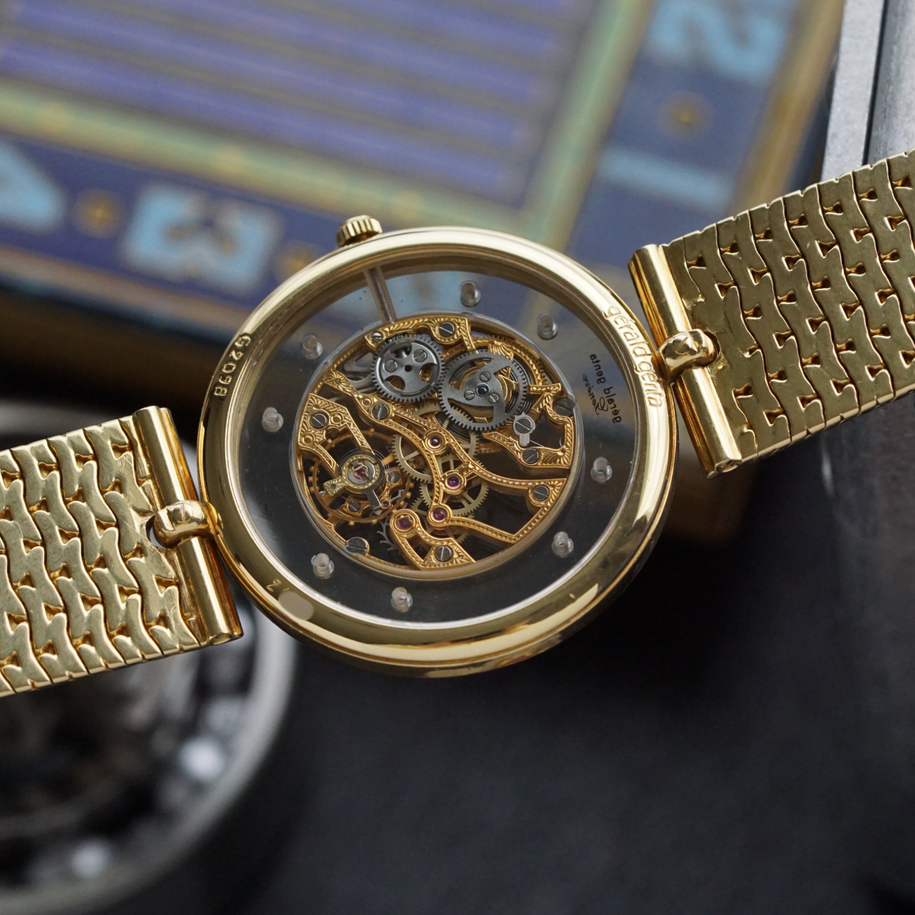 Gerald Genta 1980s Skeleton Diamond 18k Gold Convertible Bracelet G2098