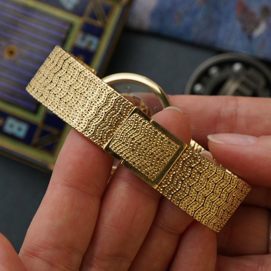 Gerald Genta 1980s Skeleton Diamond 18k Gold Convertible Bracelet G2098