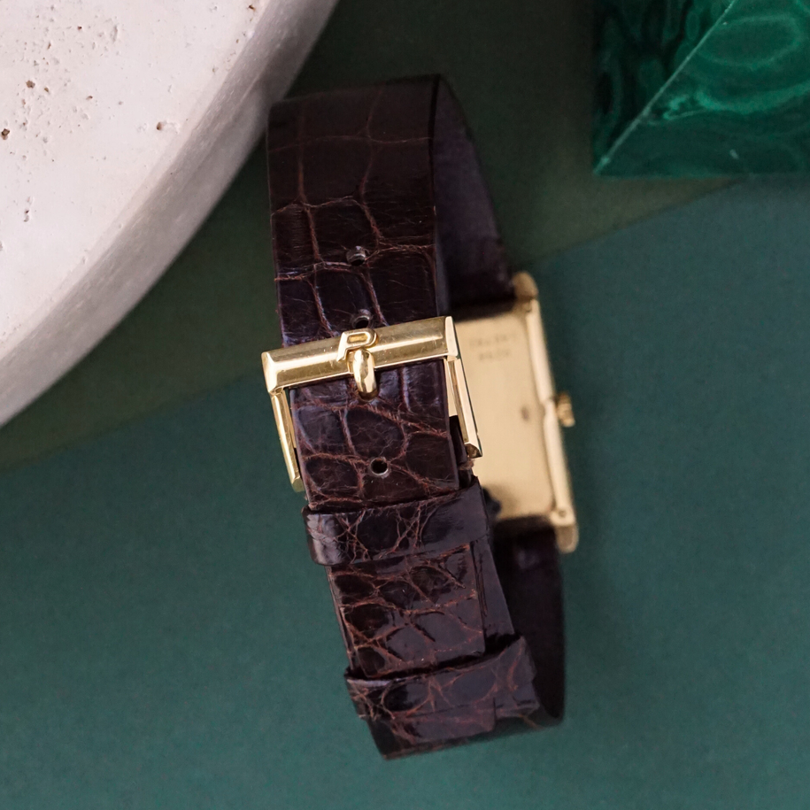 Piaget Vintage Tank Guilloche Dial 18k Yellow Gold