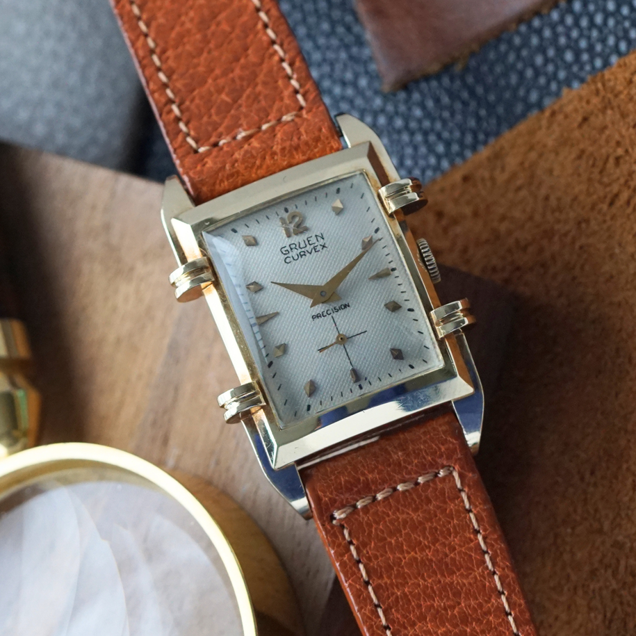 Gruen Vintage Tank 14k Gold 1950s