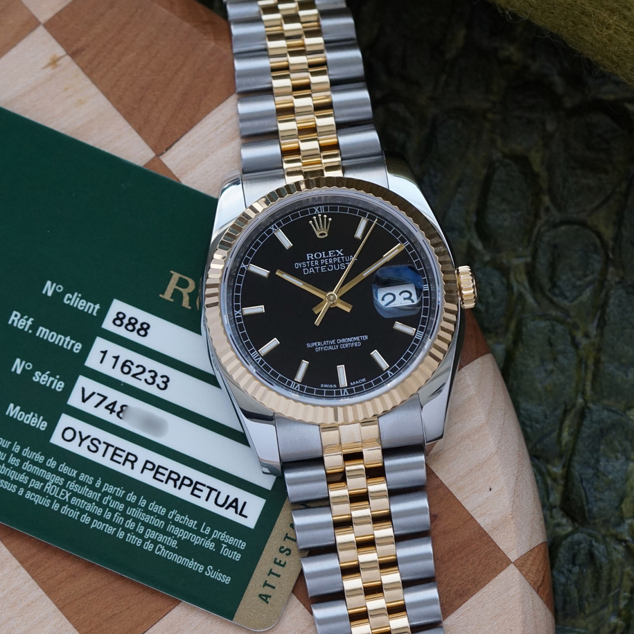 Rolex Datejust 116233 Two Tone Jubilee Black Dial