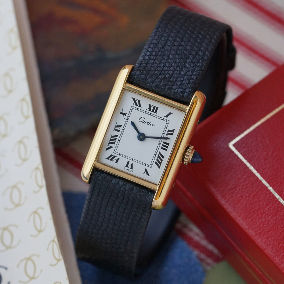 Cartier 1970s Small Tank Must Gold-Plated 20 Microns 20mm Manual Wind