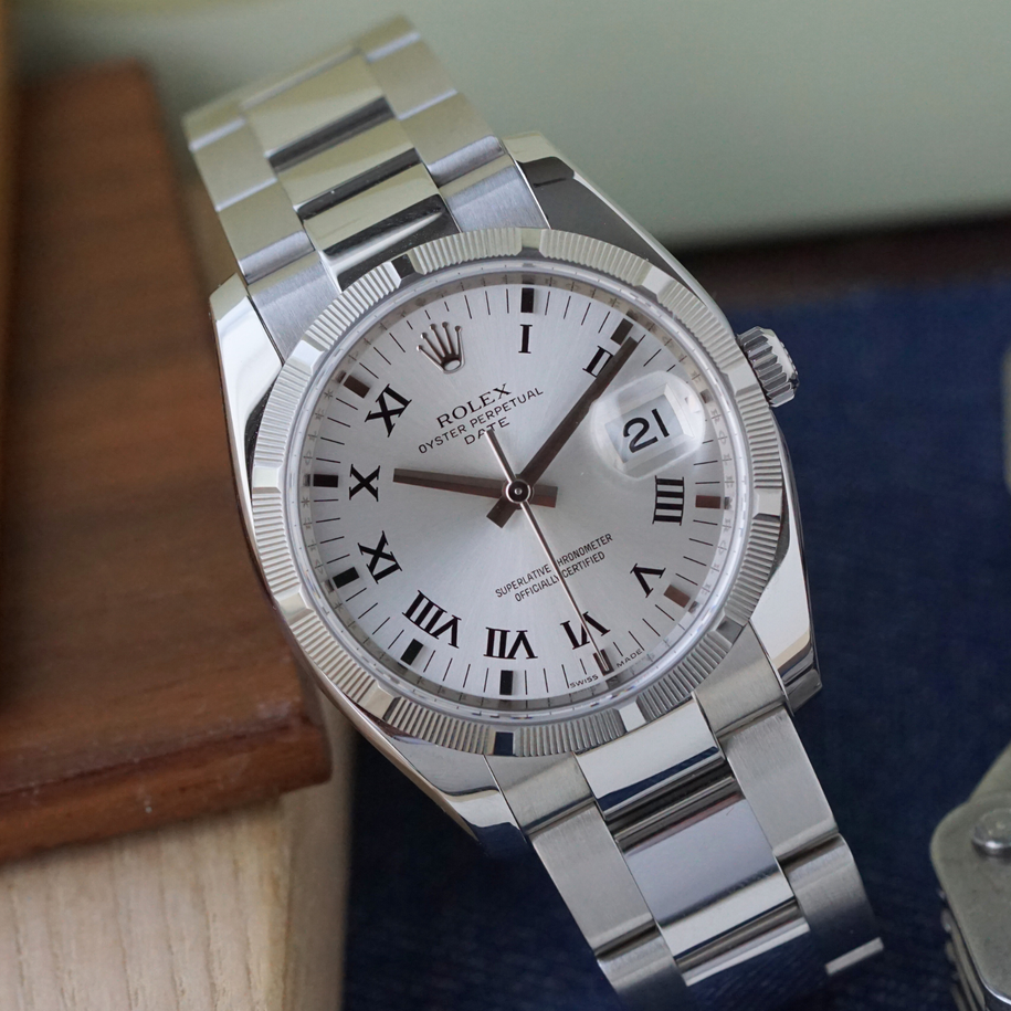 Rolex Oyster Perpetual Date 115210 Engine-Turned  Steel