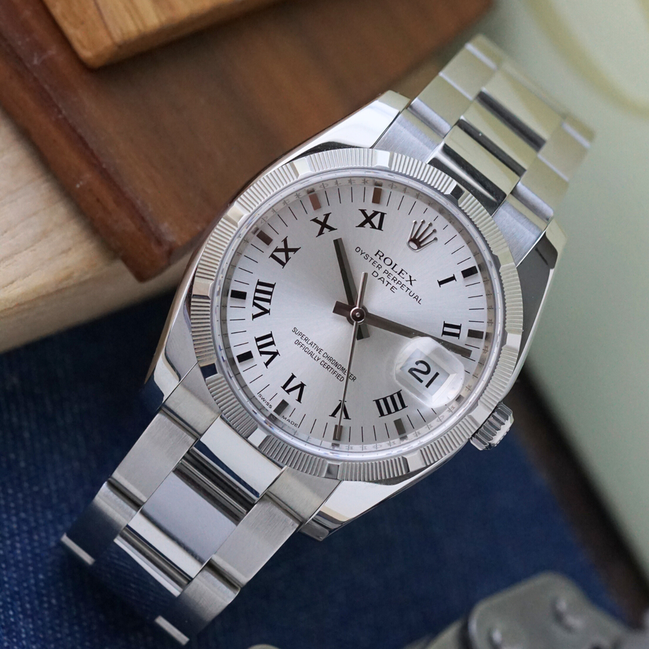 Rolex Oyster Perpetual Date 115210 Engine-Turned  Steel