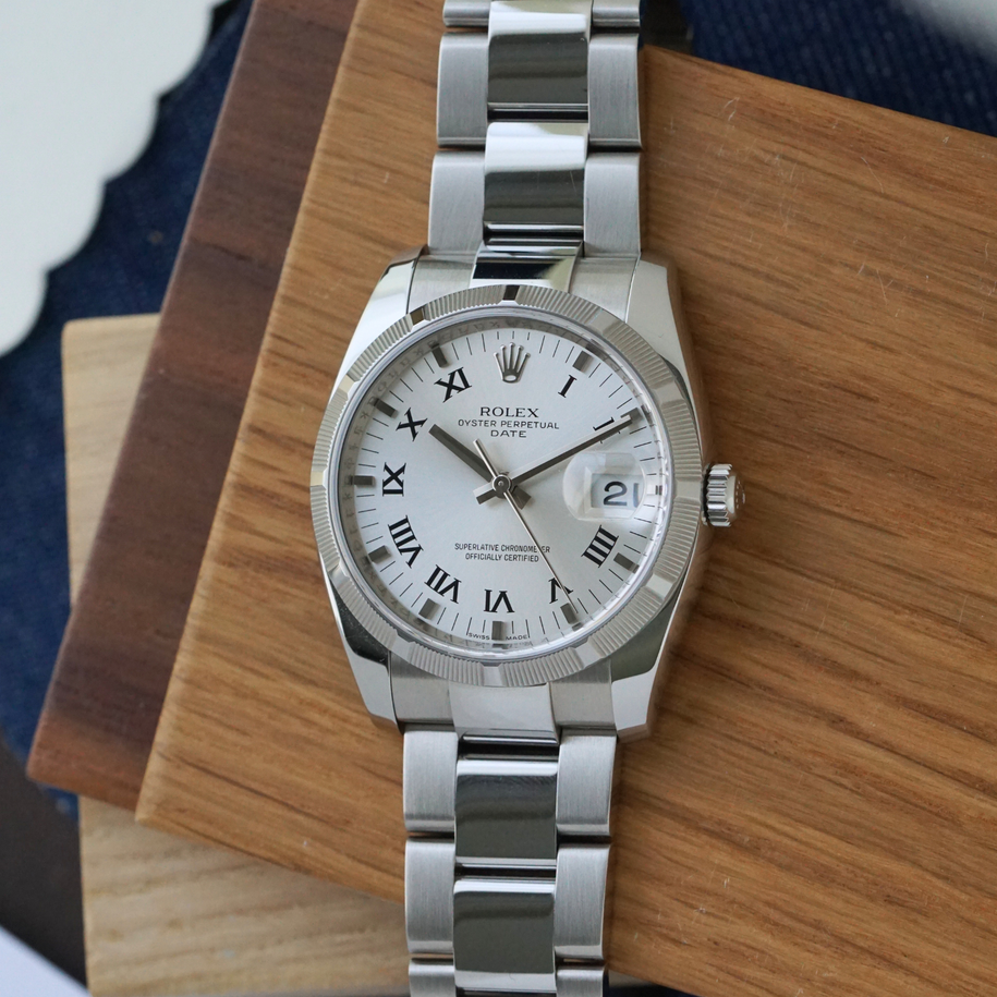 Rolex Oyster Perpetual Date 115210 Engine-Turned  Steel