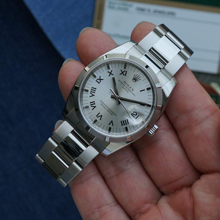 Rolex Oyster Perpetual Date 115210 Engine-Turned  Steel
