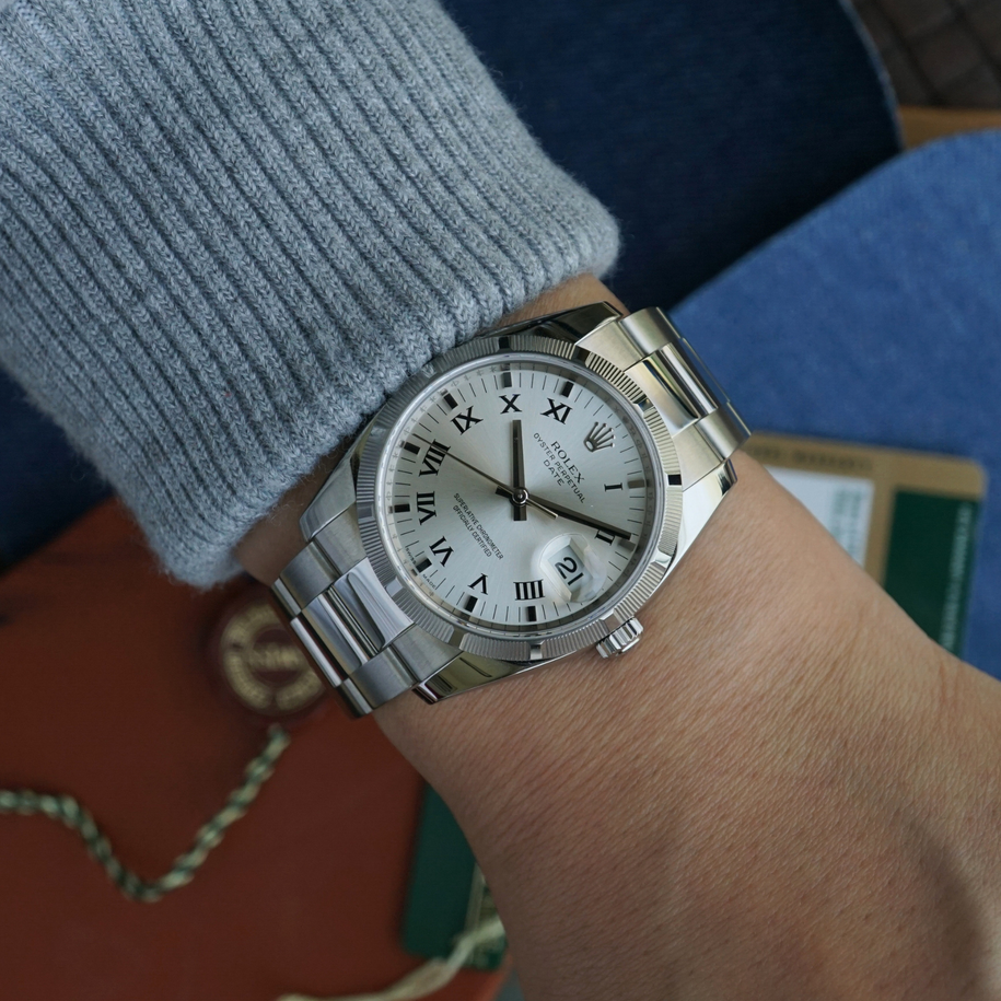 Rolex Oyster Perpetual Date 115210 Engine-Turned  Steel