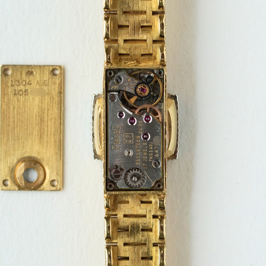 Piaget Ladies Tiny Diamond Yellow Gold Bracelet Watch 1970s