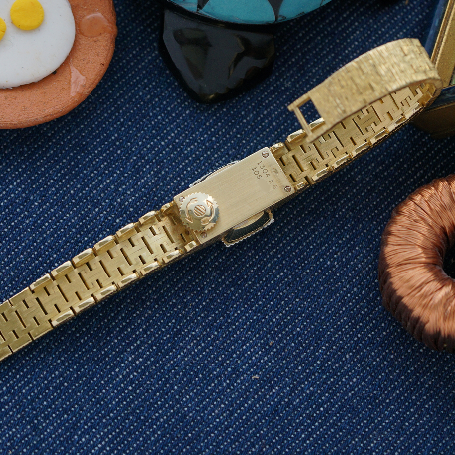 Piaget Ladies Tiny Diamond Yellow Gold Bracelet Watch 1970s