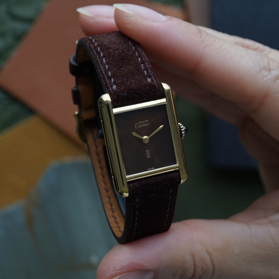 Cartier Tank Must de Cartier Vermeil Turtleshell Brown Dial 1980s