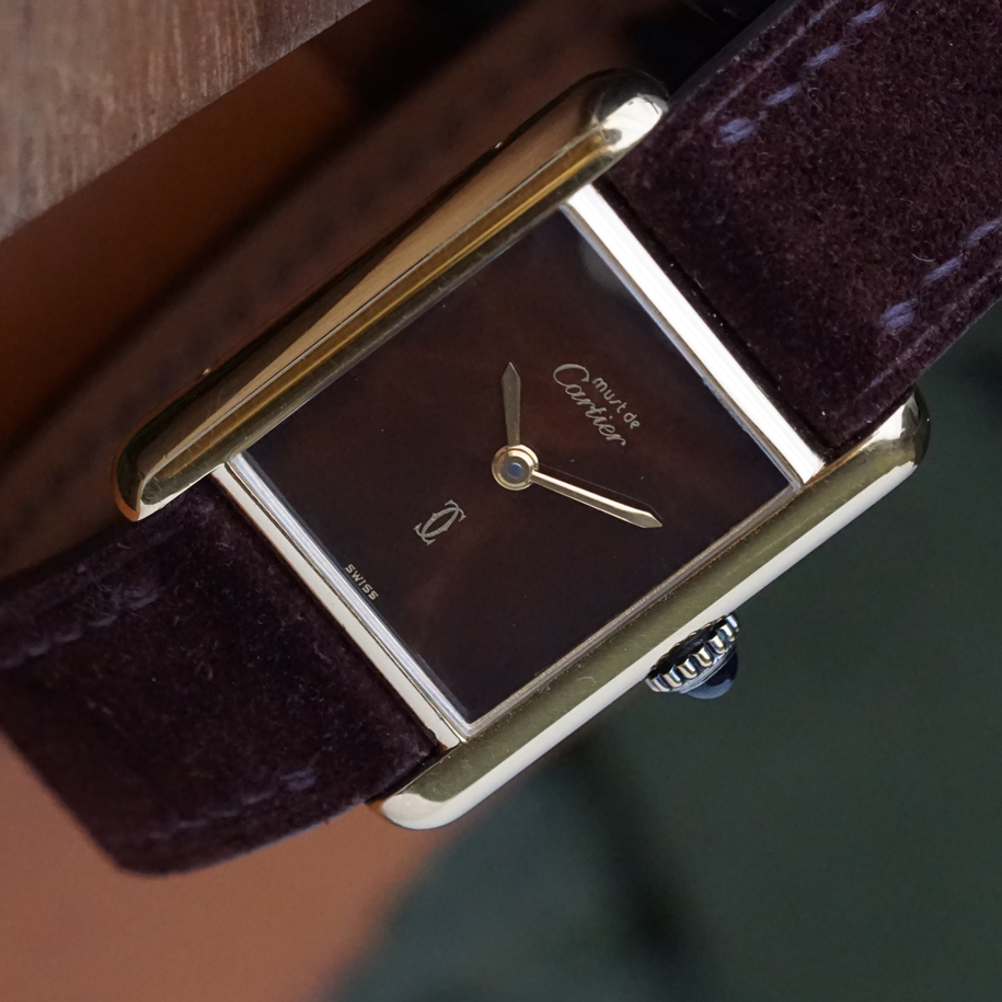 Cartier Tank Must de Cartier Vermeil Turtleshell Brown Dial 1980s