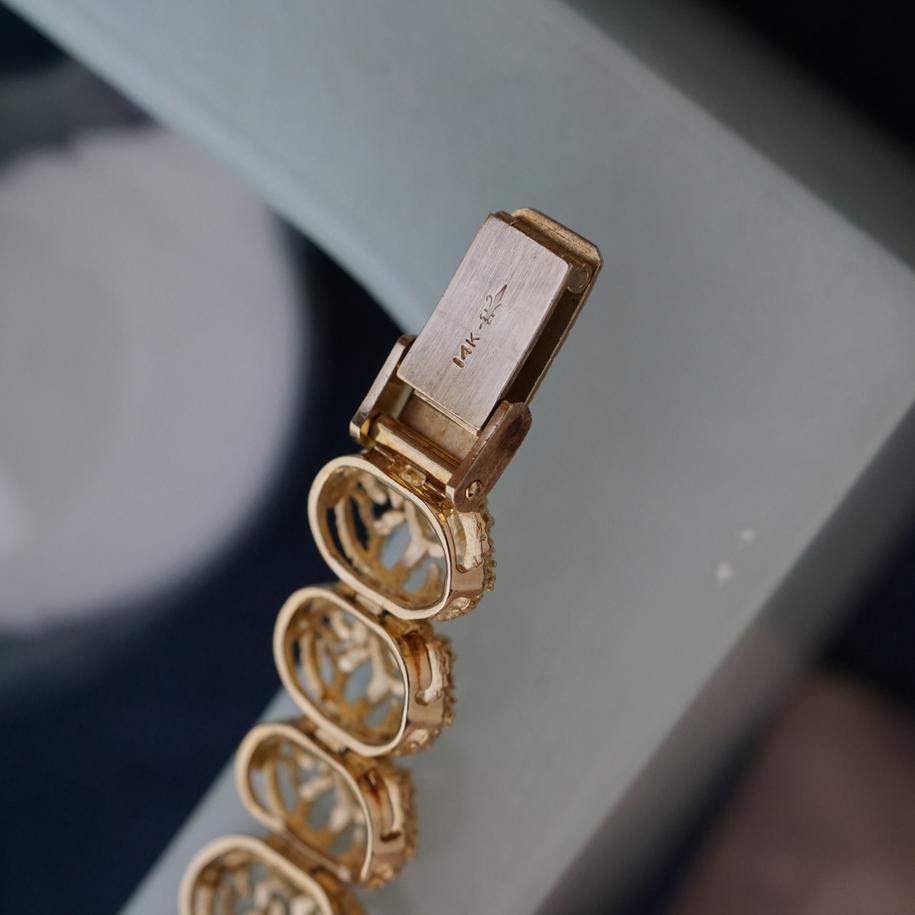 Rolex 1970s Concealed Ladies 14k Gold Cocktail Bracelet Watch