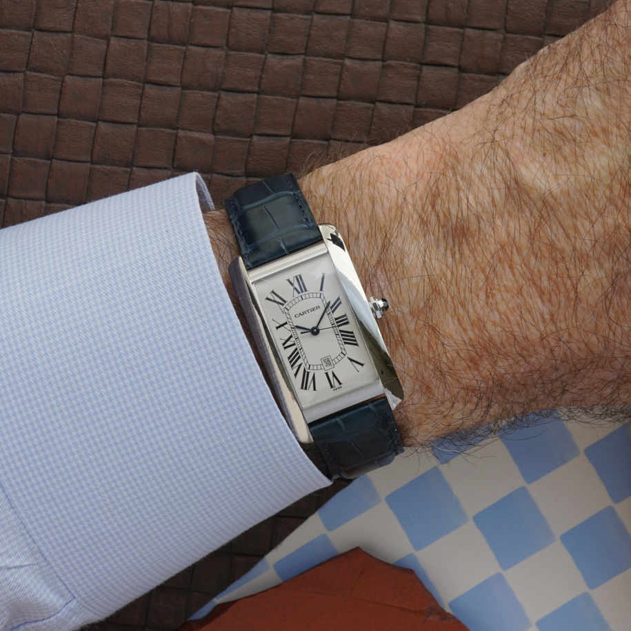 Cartier Tank Americaine Guilloche Large Automatic 18k White Gold W2603256 Box Papers 2020