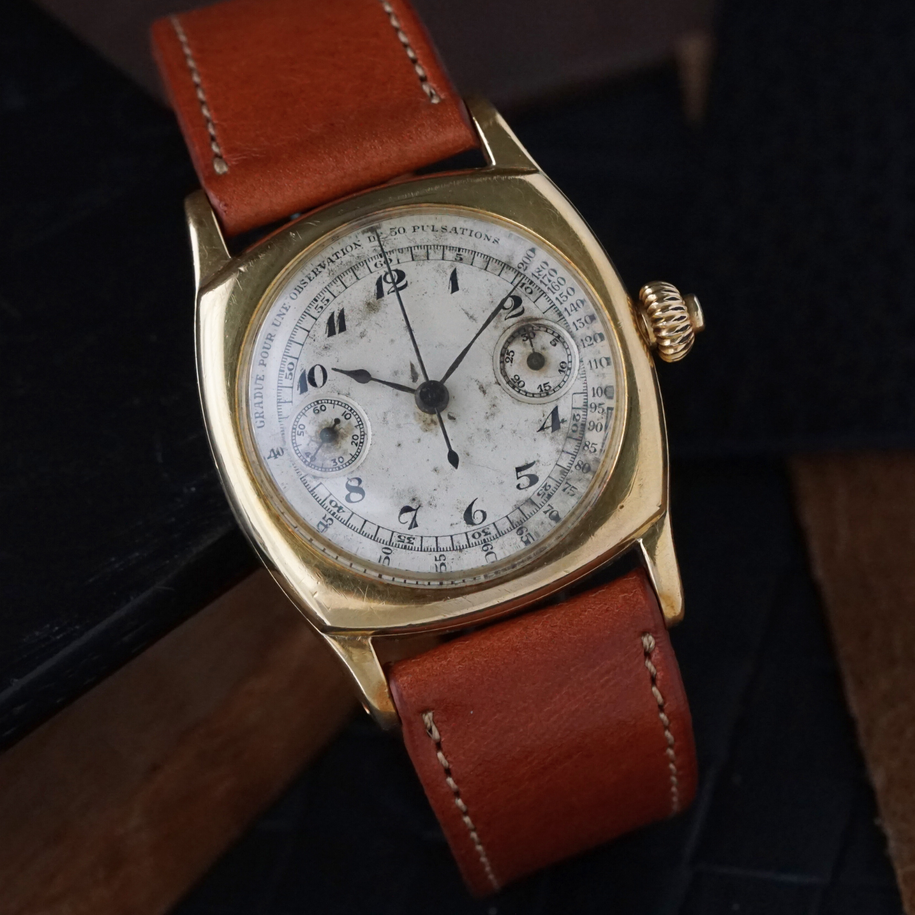 Movado 1920s Single Button Chronograph 18k Yellow Gold