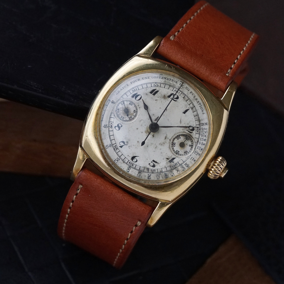 Movado 1920s Single Button Chronograph 18k Yellow Gold