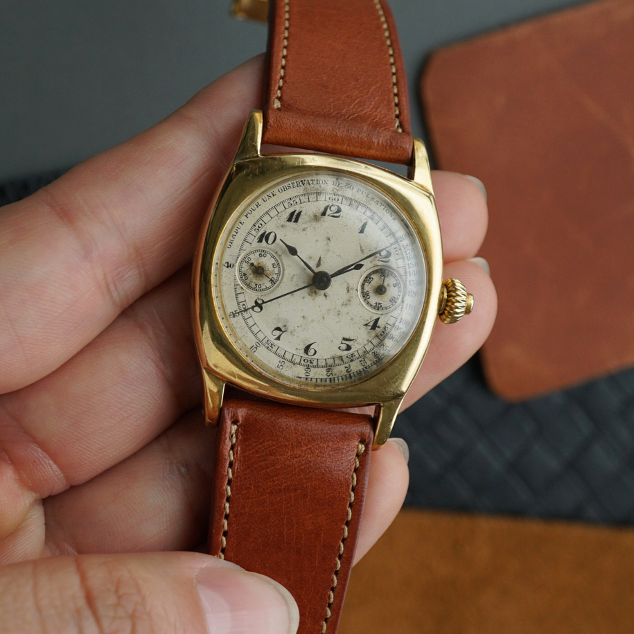 Movado 1920s Single Button Chronograph 18k Yellow Gold
