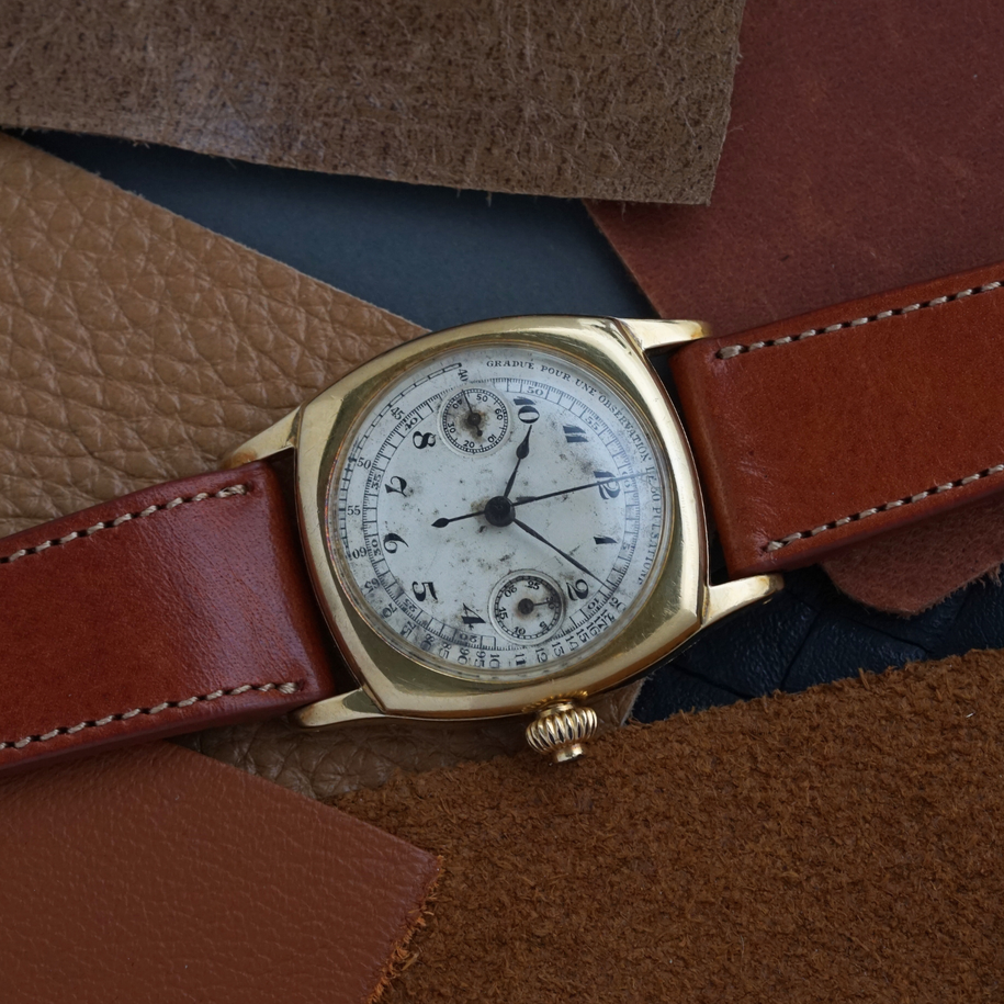 Movado 1920s Single Button Chronograph 18k Yellow Gold