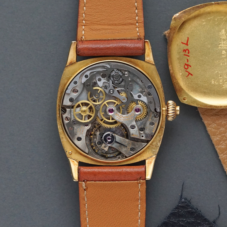 Movado 1920s Single Button Chronograph 18k Yellow Gold