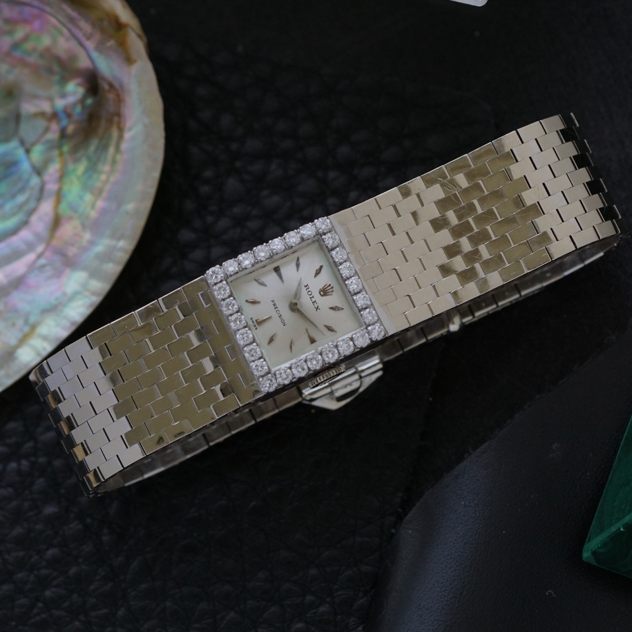 Rolex 1960s Belt Buckle Bracelet 18k White Gold 9634