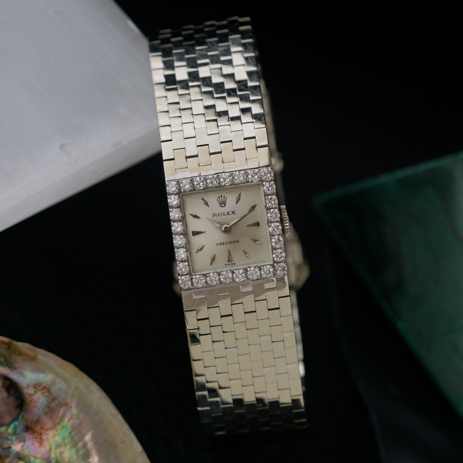 Rolex 1960s Belt Buckle Bracelet 18k White Gold 9634