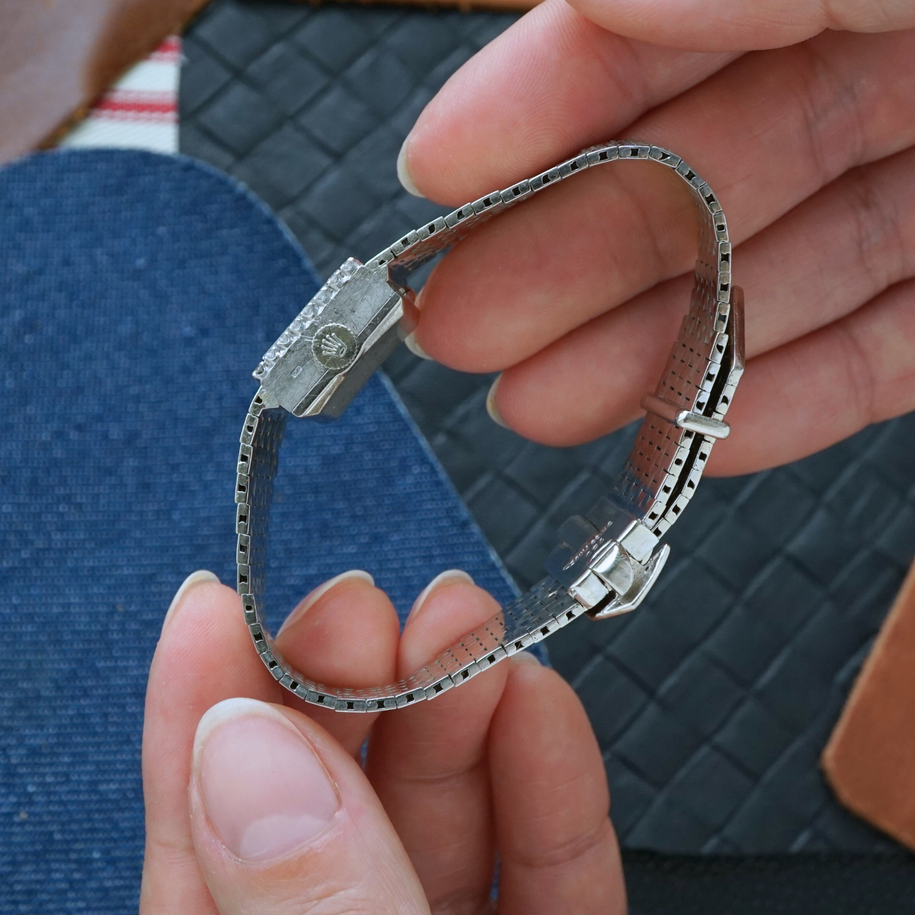 Rolex 1960s Belt Buckle Bracelet 18k White Gold 9634