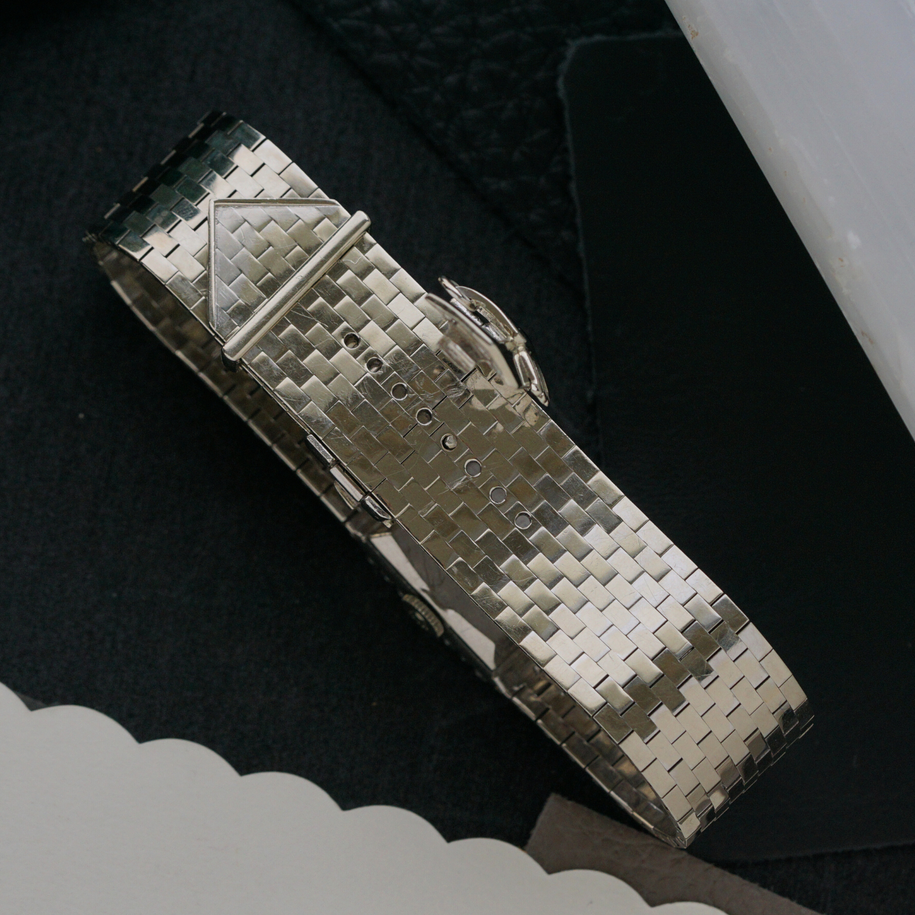 Rolex 1960s Belt Buckle Bracelet 18k White Gold 9634