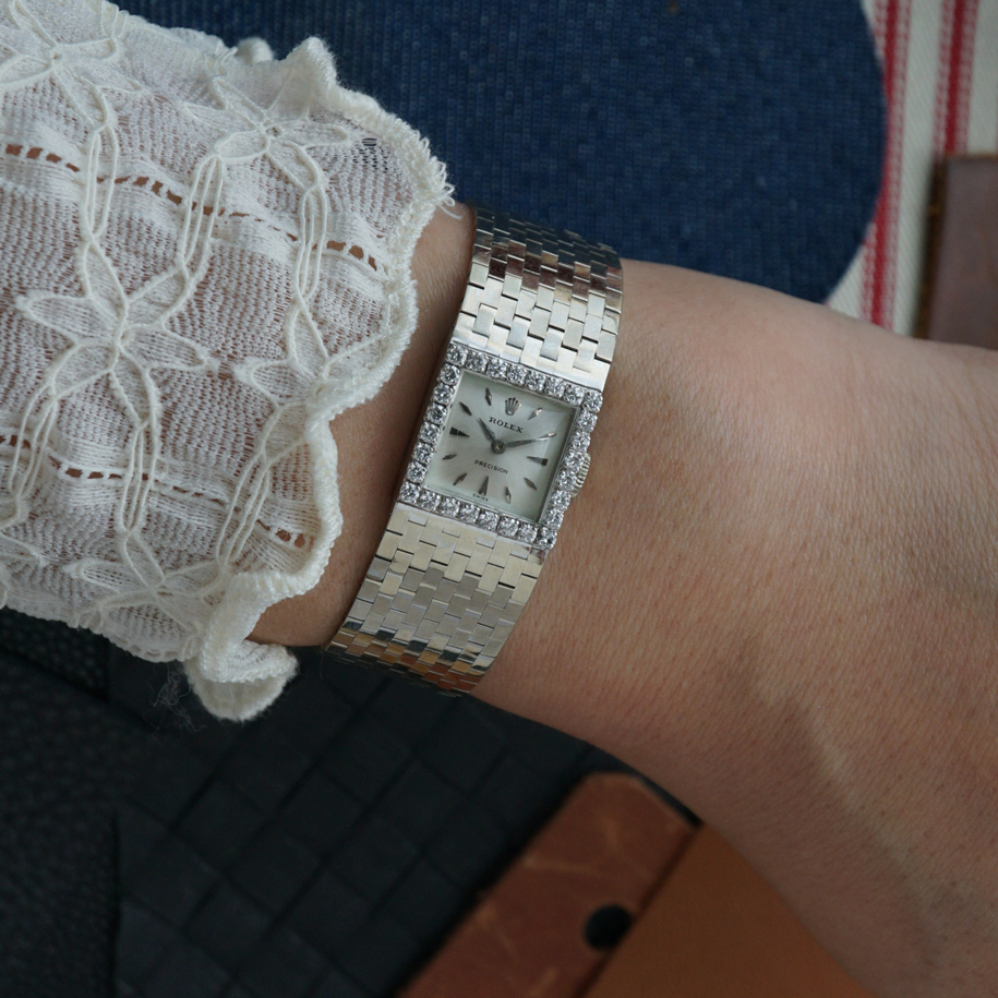 Rolex 1960s Belt Buckle Bracelet 18k White Gold 9634