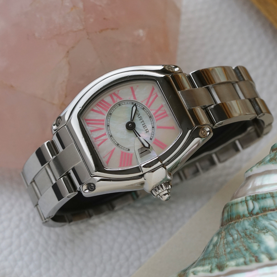 Cartier Roadster Ladies Mother of Pearl Steel W6206006 2000s