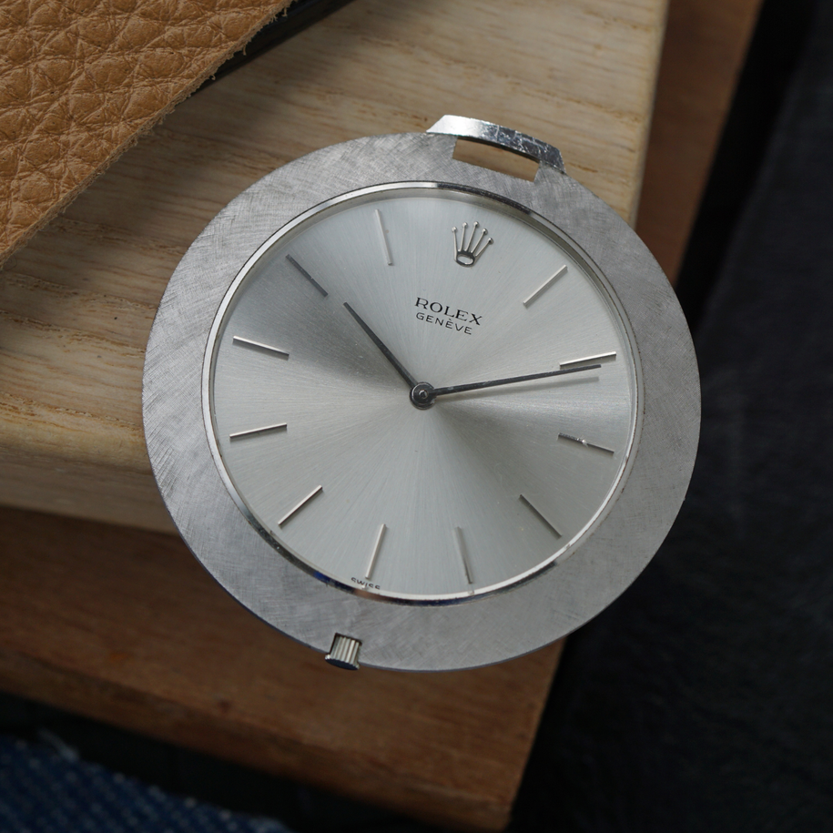 Rolex 1970s Cellini 3608 Pocket Watch 18k White Gold Manual Wind