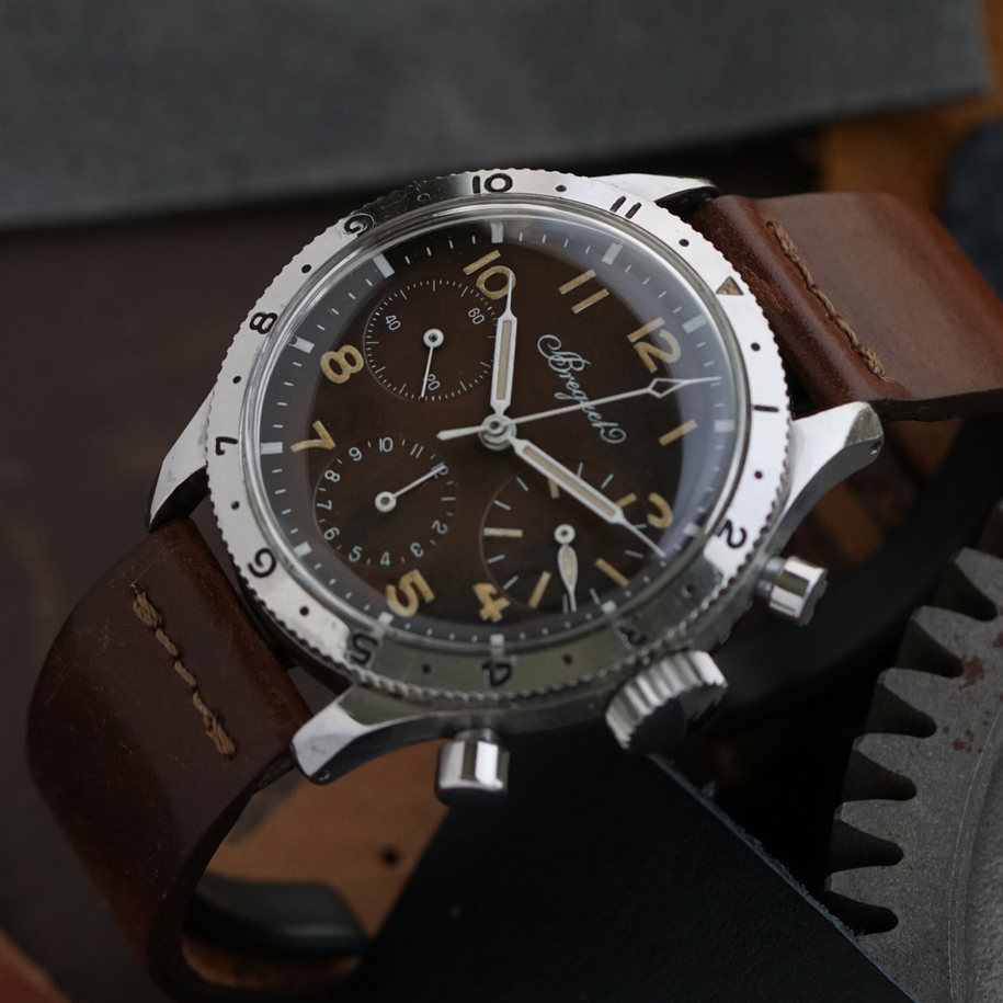 Vintage Breguet Type XX Big Eye Chronograph Flyback Stainless Steel, Circa 1960s