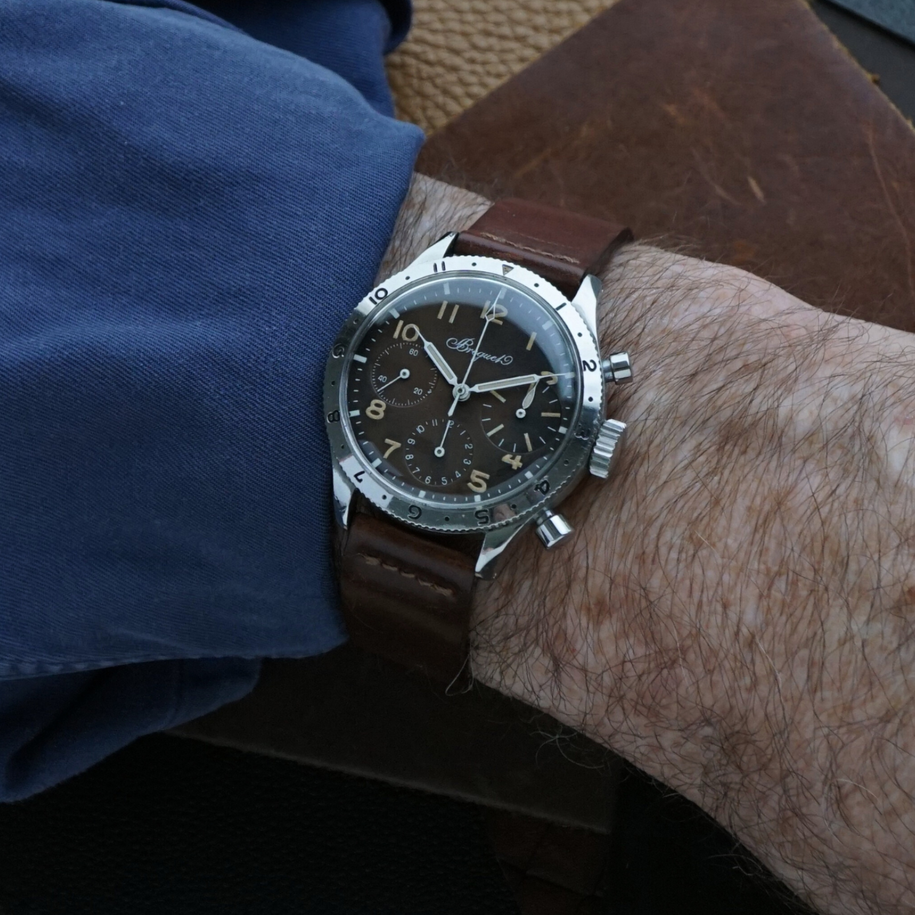 Vintage Breguet Type XX Big Eye Chronograph Flyback Stainless Steel, Circa 1960s