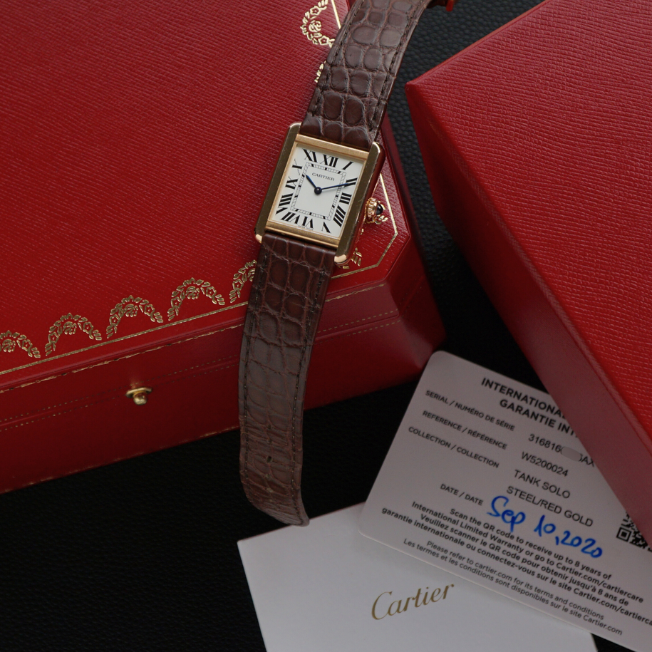 Cartier 2020 Tank Solo Rose Gold Large W5200024 Box | Card