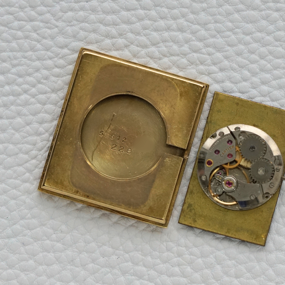 Cartier 1970s Jumbo Stepped Tank Brown Dial London Ref. 471 Gold-Plated 28mm