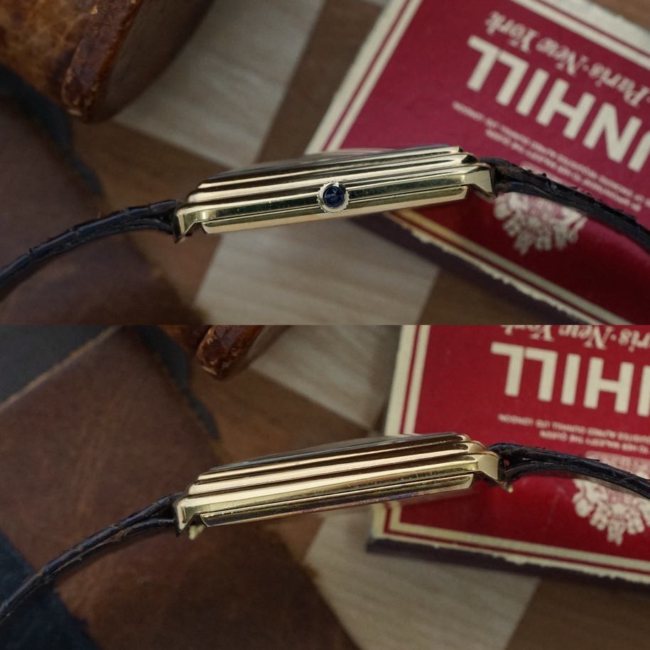 Cartier 1970s Jumbo Stepped Tank Brown Dial London Ref. 471 Gold-Plated 28mm