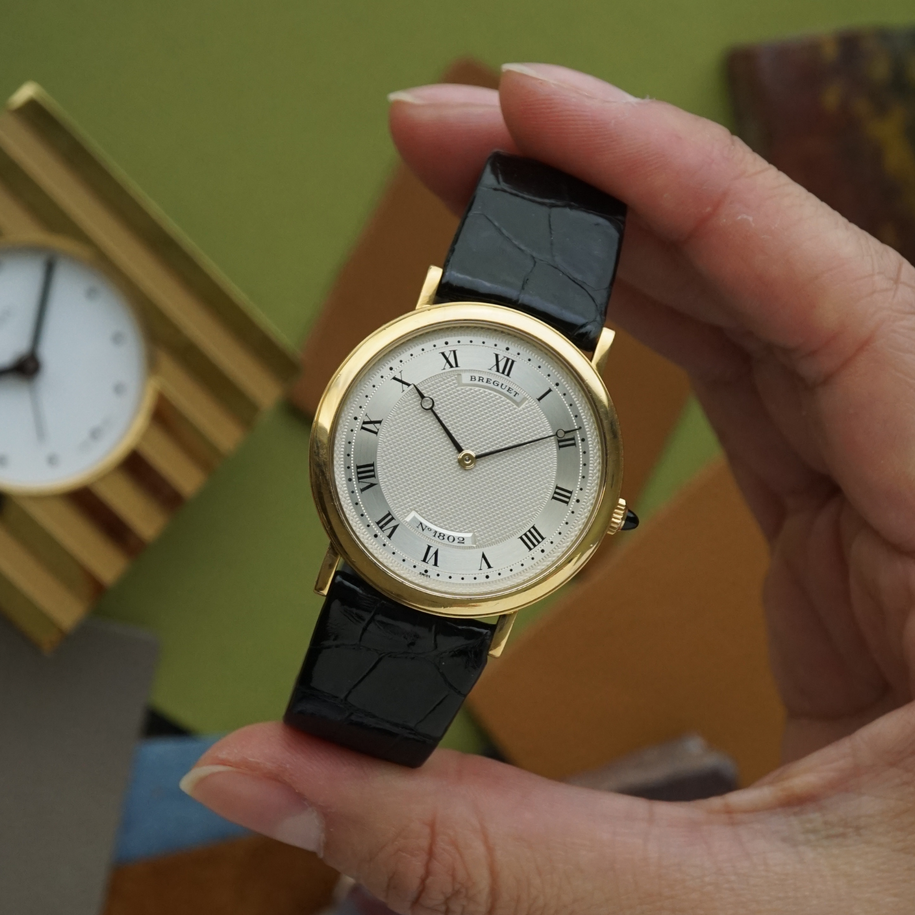 Breguet 1990s Classique Guilloche Automatic Ultra Thin 18k Yellow Gold 32mm