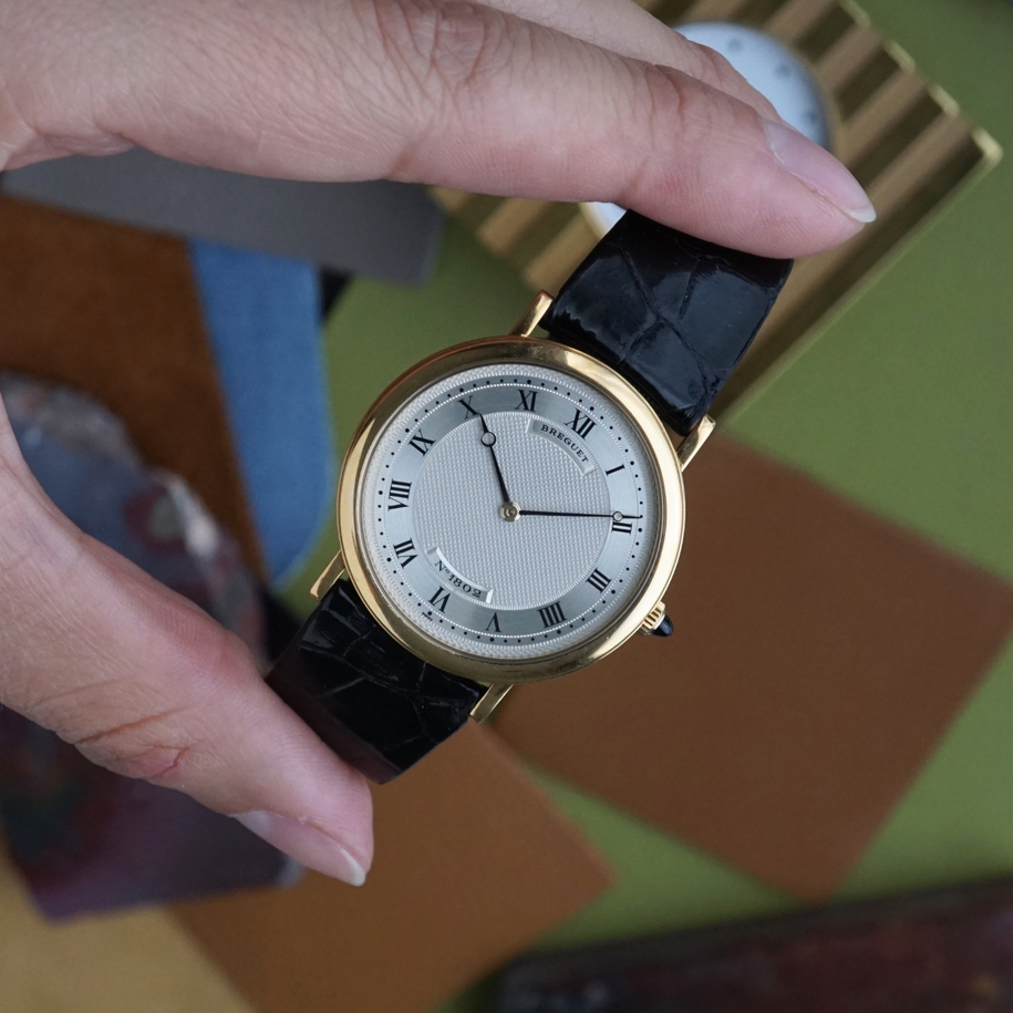 Breguet 1990s Classique Guilloche Automatic Ultra Thin 18k Yellow Gold 32mm