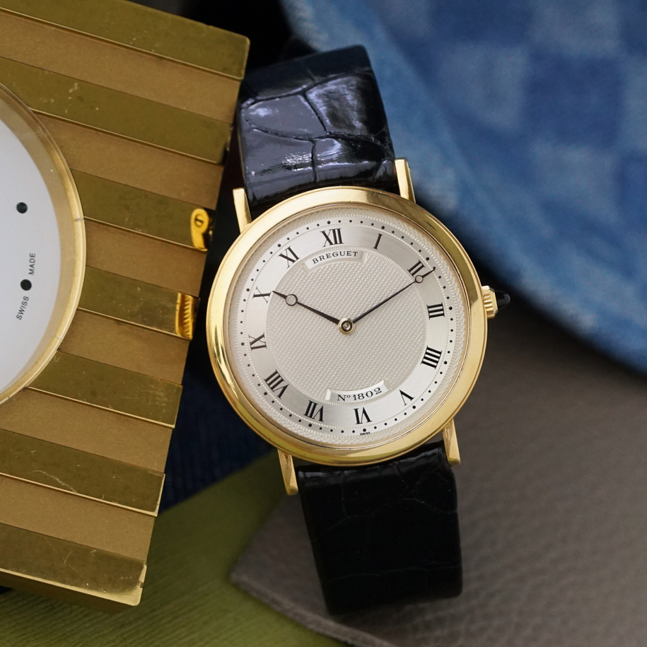 Breguet 1990s Classique Guilloche Automatic Ultra Thin 18k Yellow Gold 32mm