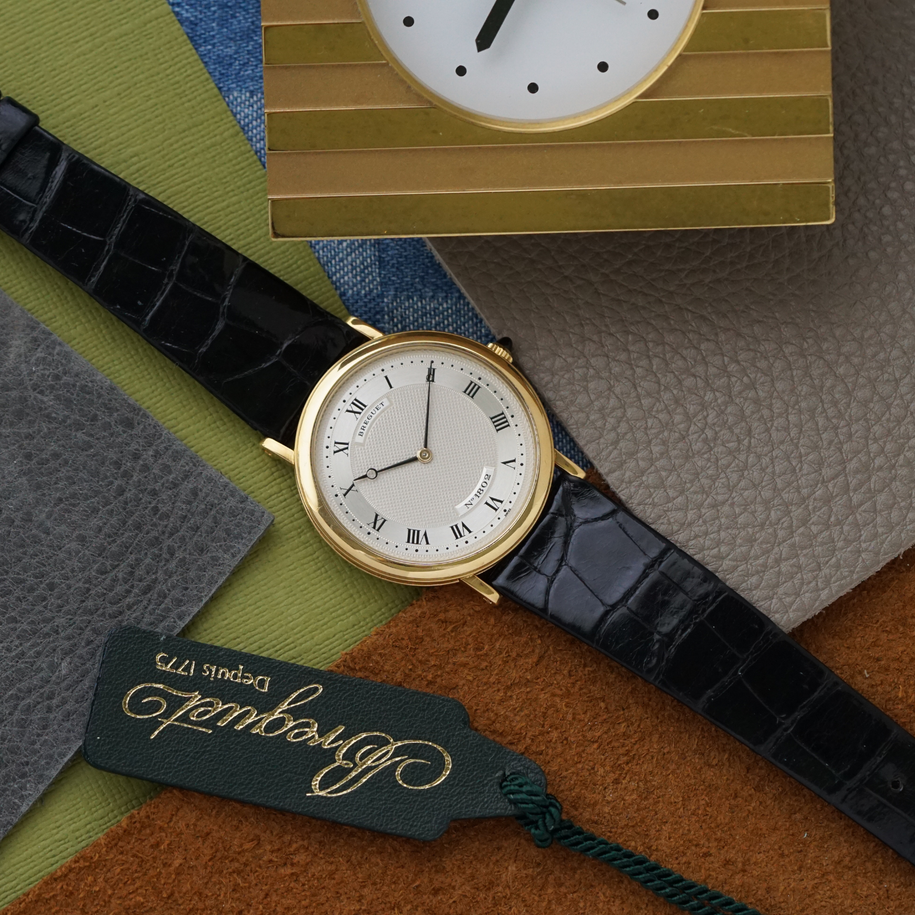 Breguet 1990s Classique Guilloche Automatic Ultra Thin 18k Yellow Gold 32mm