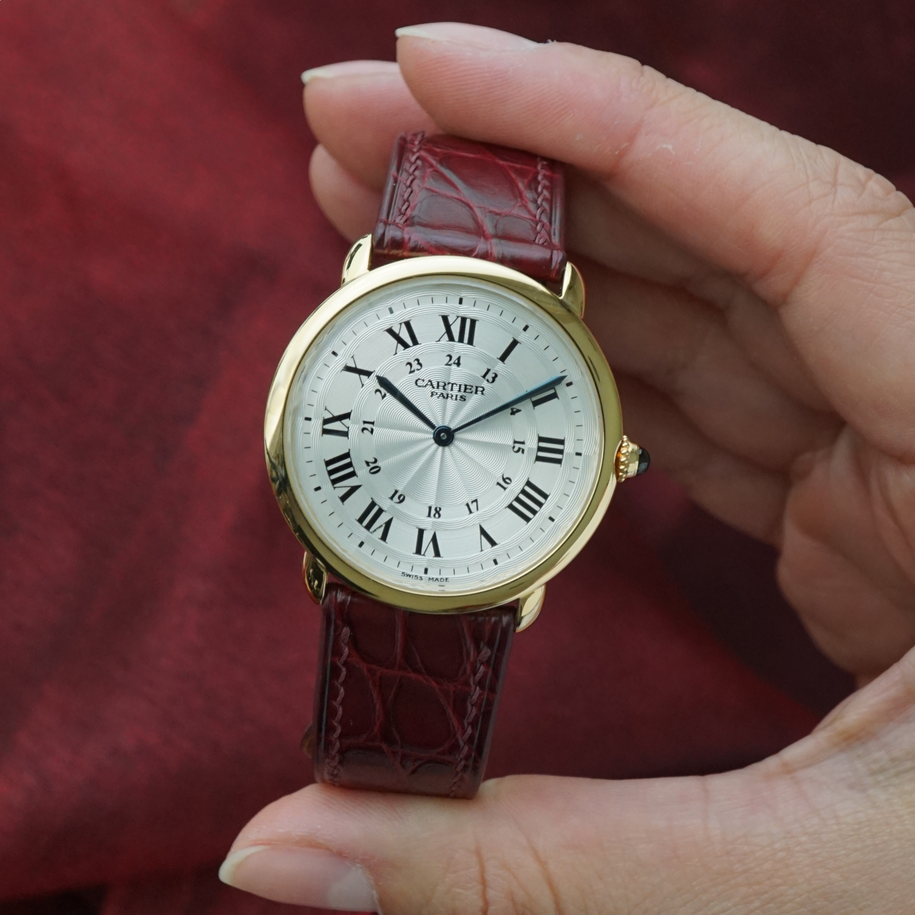 Cartier 1990s Ronde Louis CPCP Paris Mécanique W1527951 Yellow Gold 32mm