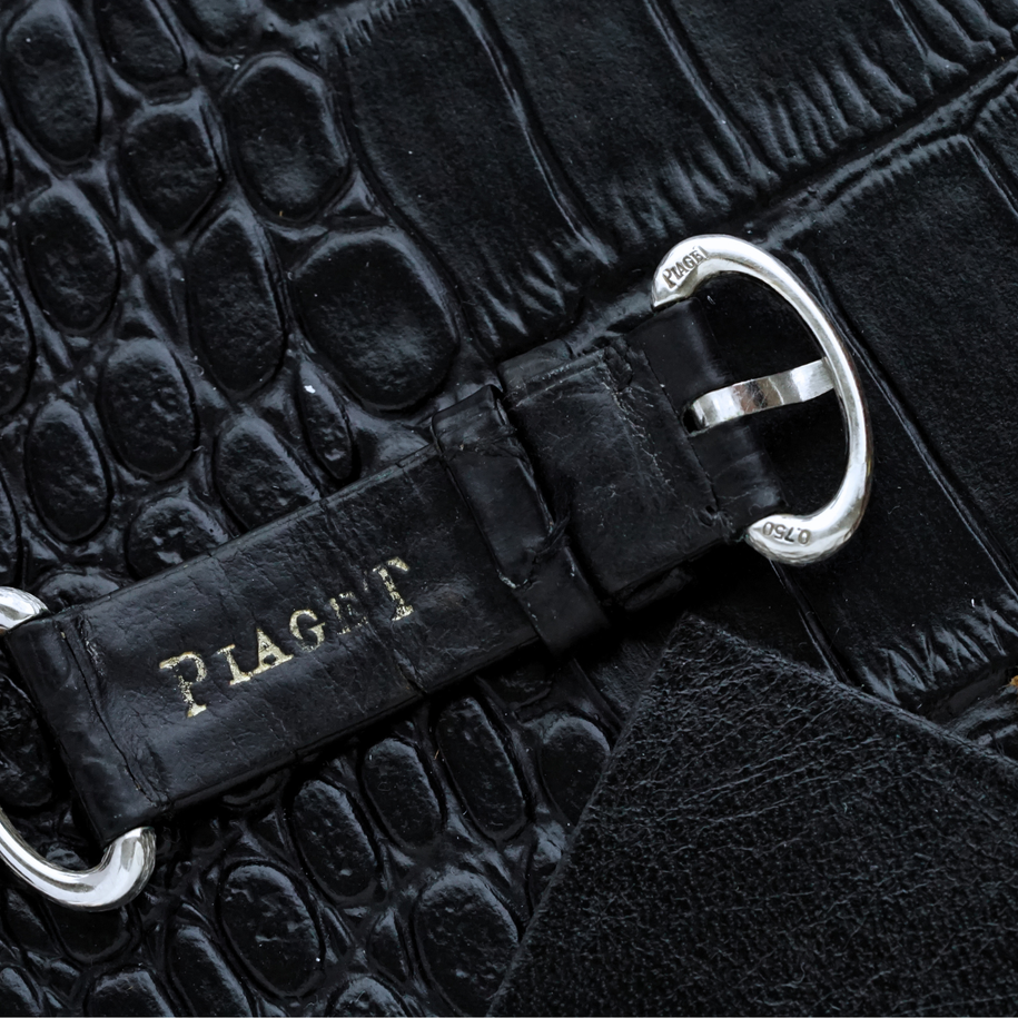 Piaget 1970s Onyx Diamond 9802D Belt Buckle 18k White Gold