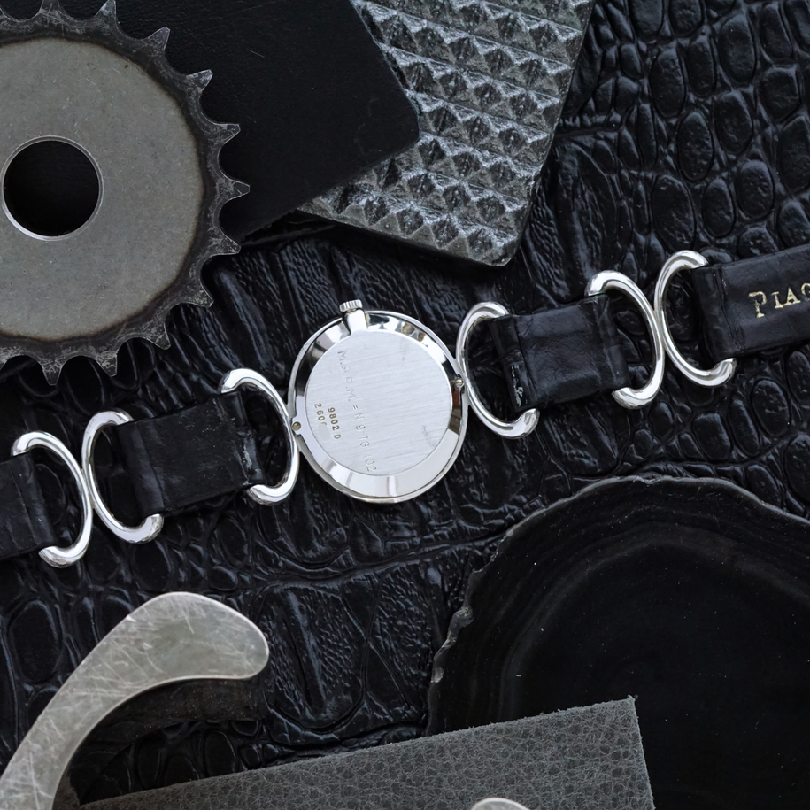 Piaget 1970s Onyx Diamond 9802D Belt Buckle 18k White Gold